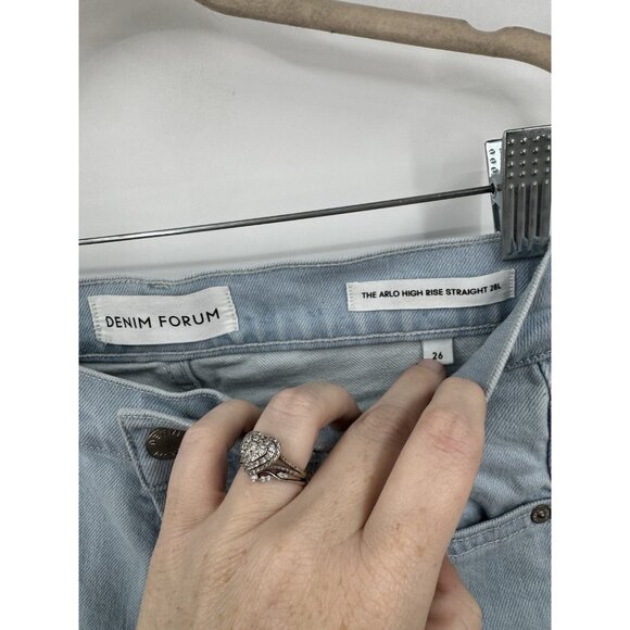Denim Forum The Arlo High Rise Straight Jeans 28L Women's Size 26 Light Wash - Picture 4 of 12